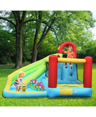 Inflatable Bounce House with Climbing Wall & Basketball Hoop Fun Outdoor Playset for Kids