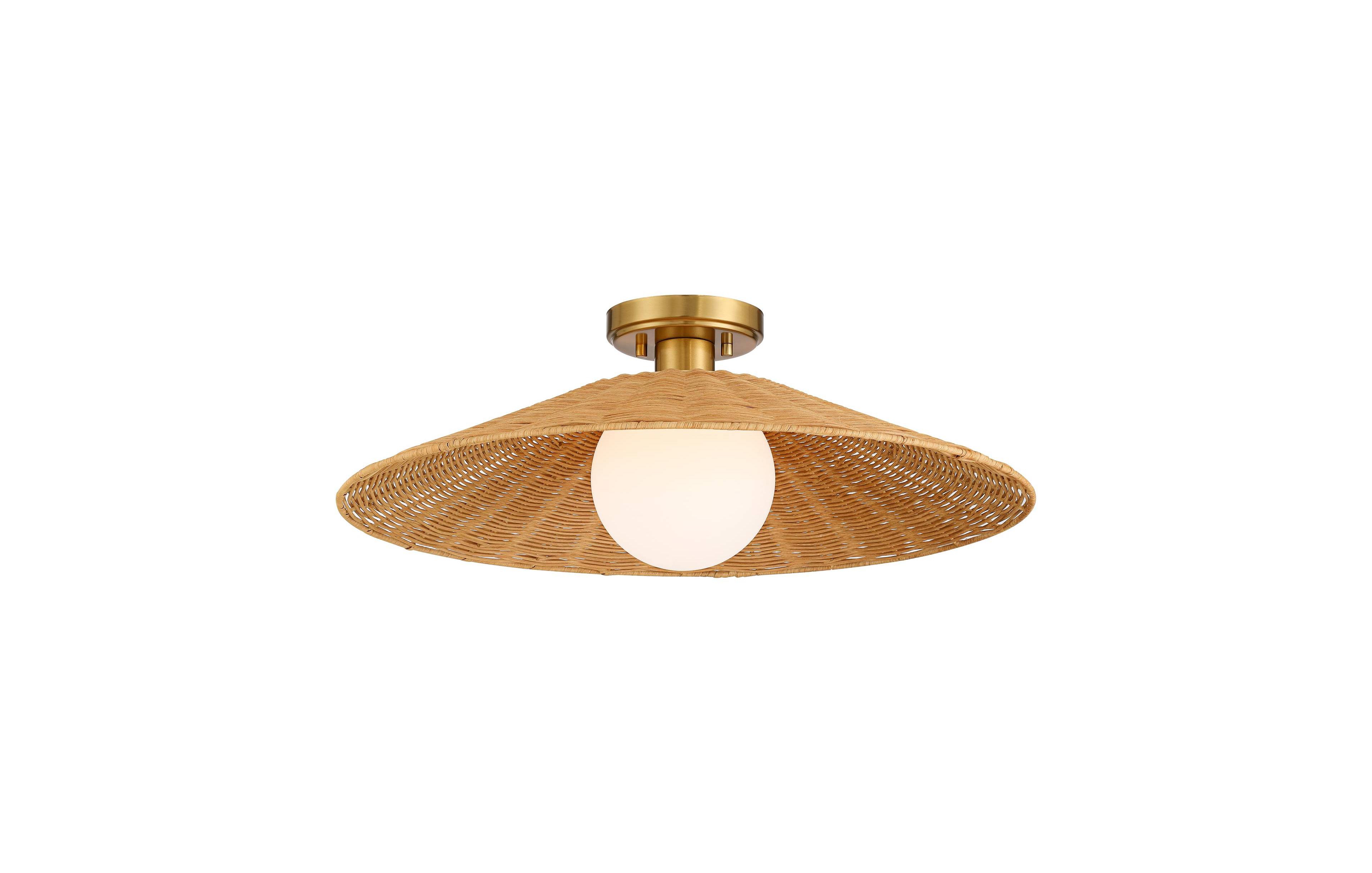 Possini Euro Gavin 22 3/4" Wide Brass and Rattan Ceiling Light - Possini Euro Design