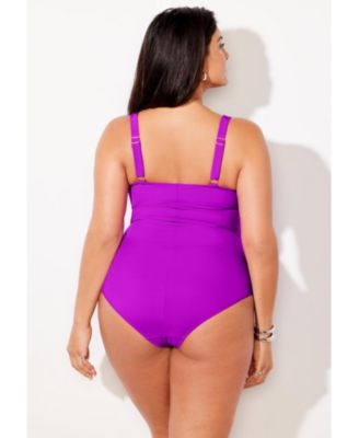 Women's Ruched Twist Front One Piece Swimsuit