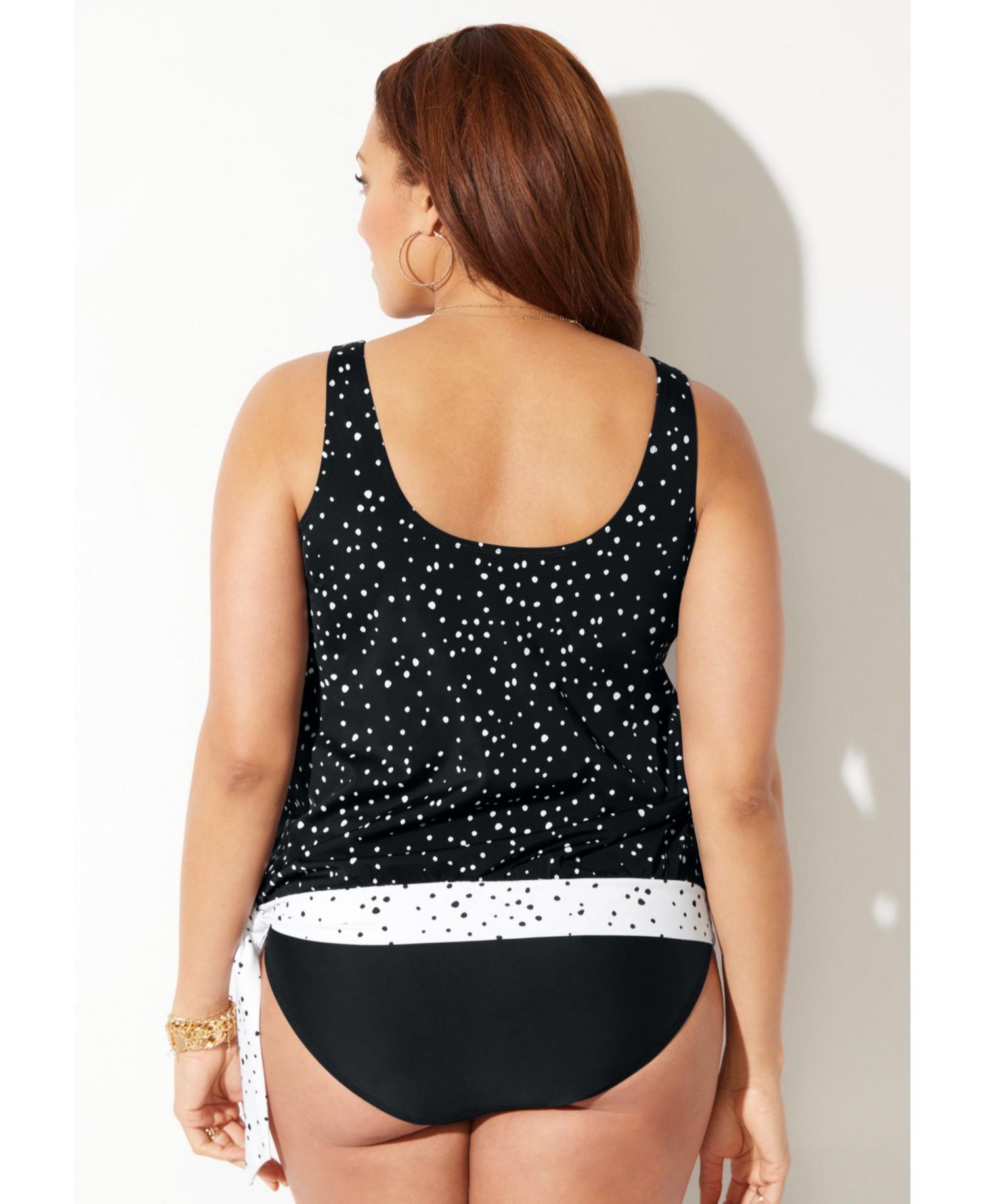 Women's Side Tie Blouson Tankini Top