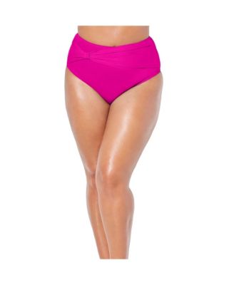 Women's Side Knot Drape Overlay High Waist Swim Brief