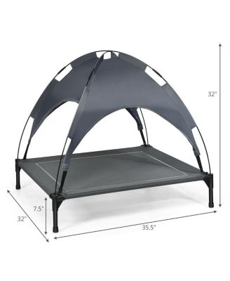 Portable Elevated Outdoor Pet Bed with Removable Canopy Shade