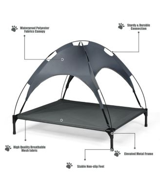 Portable Elevated Outdoor Pet Bed with Removable Canopy Shade