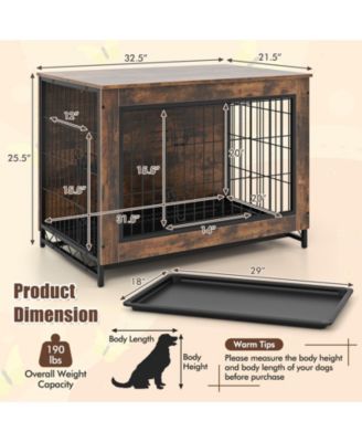 Dog Crate Furniture with Double Lockable Doors and Removable Pull-out Tray