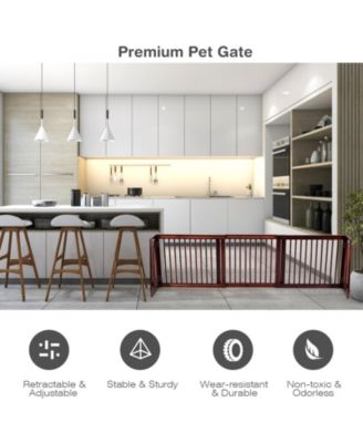 Folding Adjustable Free Standing 3 Panel Wood Fence