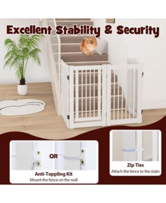 30 Inch Tall 4-Panel Freestanding Pet Gate Wooden Dog Fence