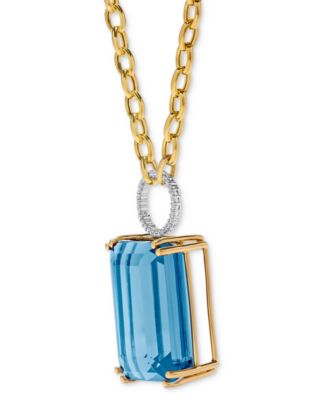 Blue Topaz (70 ct. t.w.) & Diamond (1/4 ct. t.w.) 17" Pendant Necklace in 14k Gold & 14k White Gold