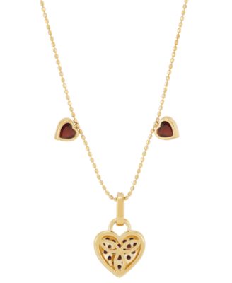Amethyst (3/4 ct. t.w.) & Diamond Accent Triple Heart 18" Pendant Necklace in 14k Gold-Plated Sterling Silver