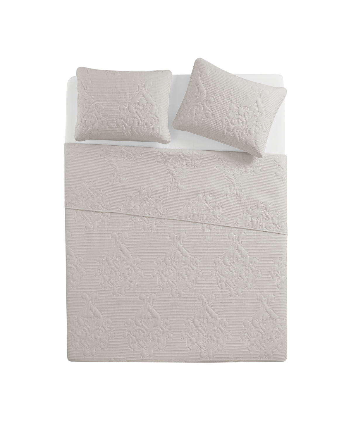 Vcny Home Solomun Pinsonic Damask Quilt Sets In Taupe