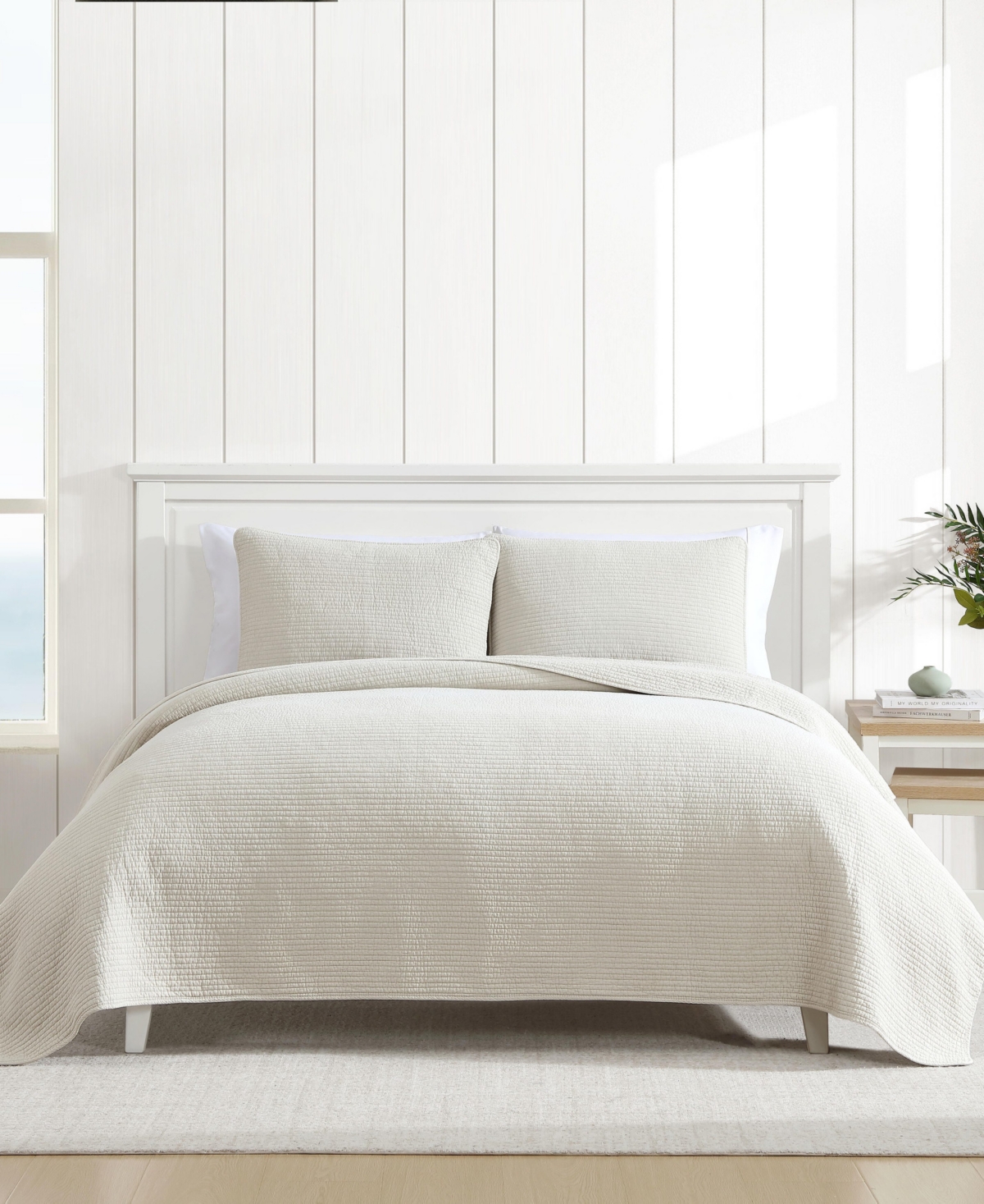 Nautica Seashore Stitch Washed 3-pc. Quilt Set, King In Beige