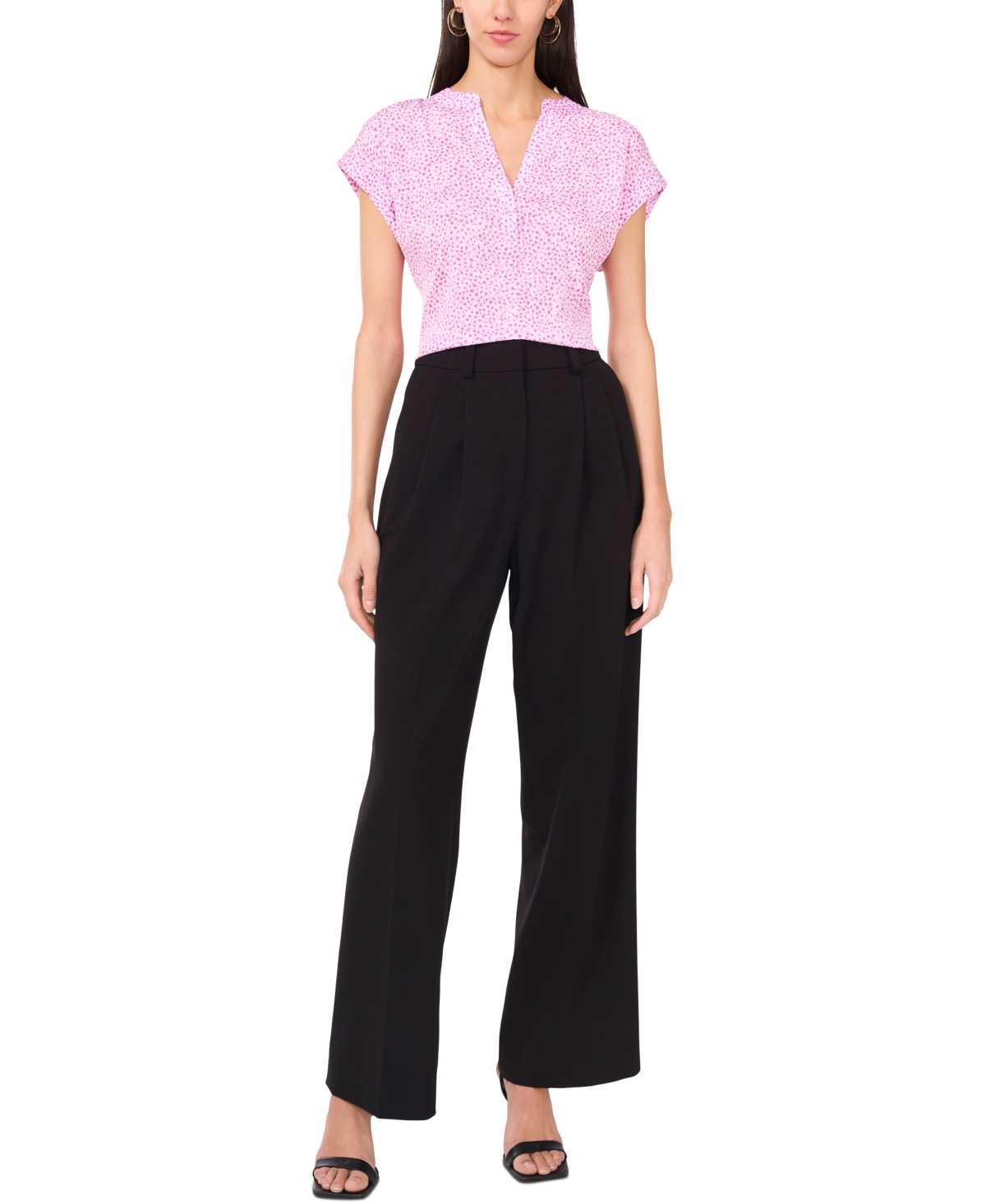 VINCE CAMUTO WOMEN'S SPLIT-NECK CAP-SLEEVE TOP 