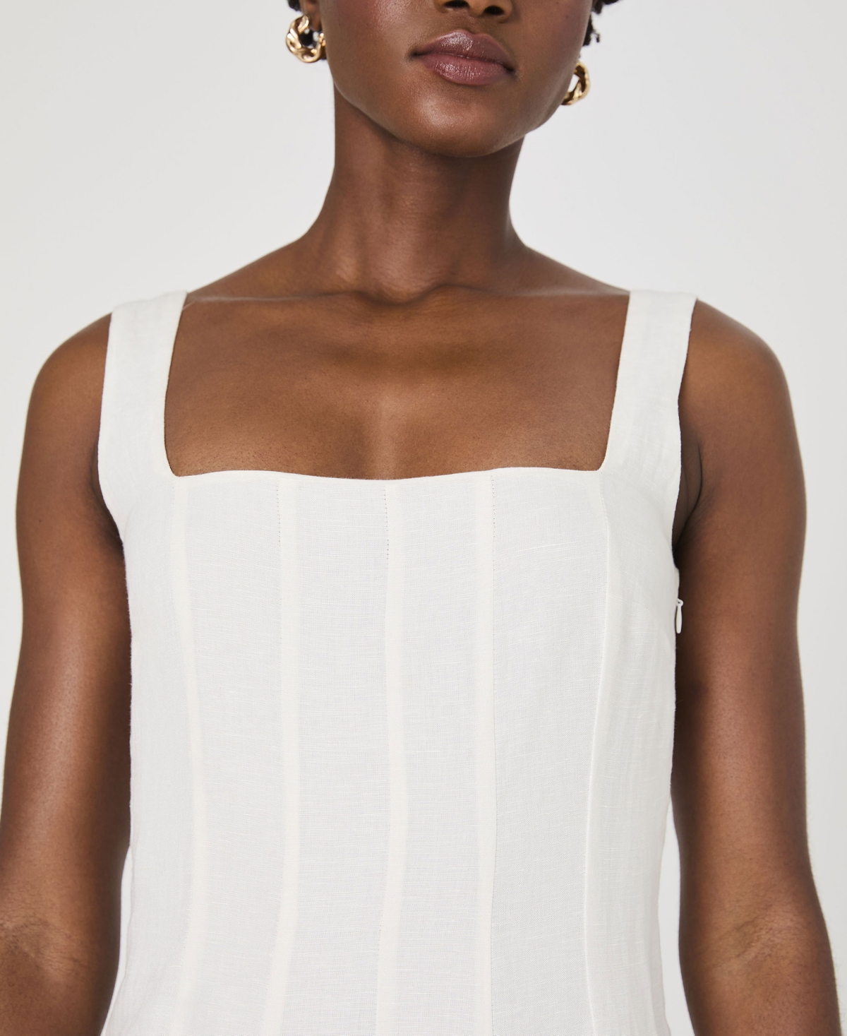 French Connection Birdie Square Neck Midi Dress In Summer White