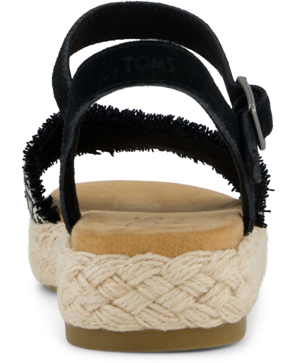 Shop Toms Women's Abby Open Toe Flat Sandals In Black Diamond Global Straps,suede,fray