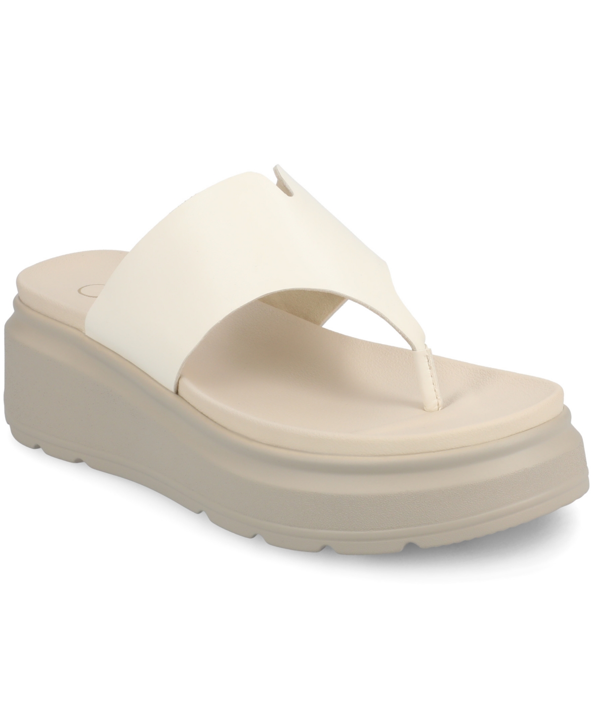 Journee Collection Carah Platform Wedge Sandal In White