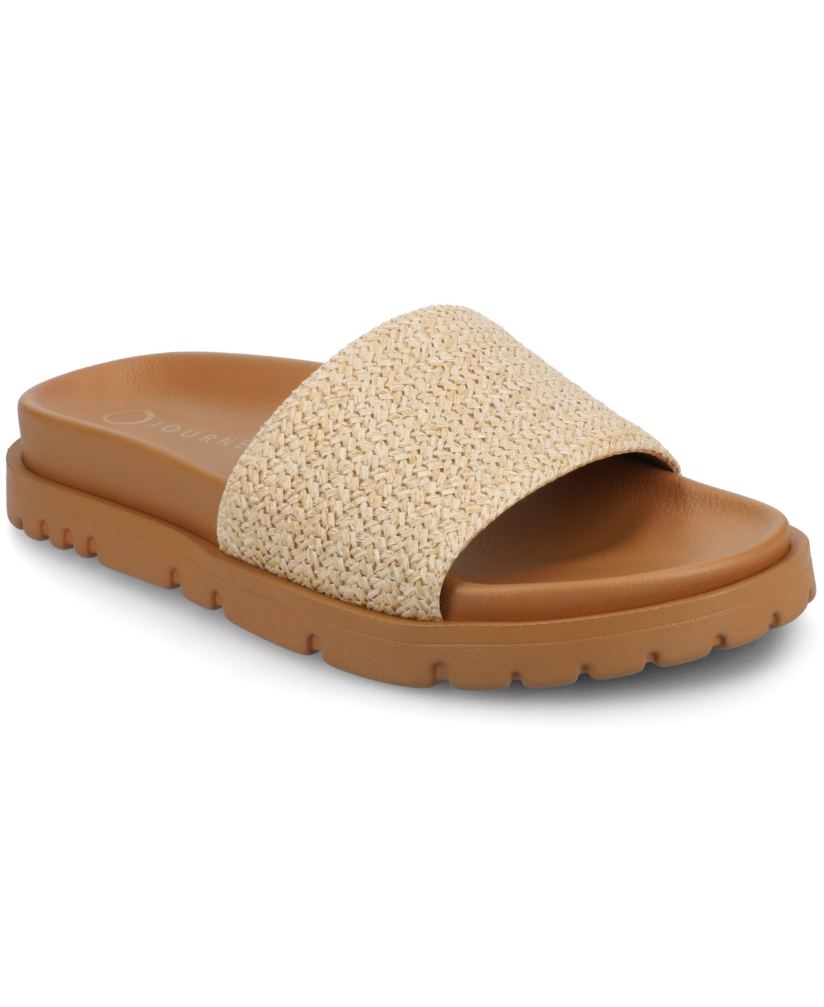 Shop Journee Collection Women's Starr Slide Footbed Flat Sandals In Natural