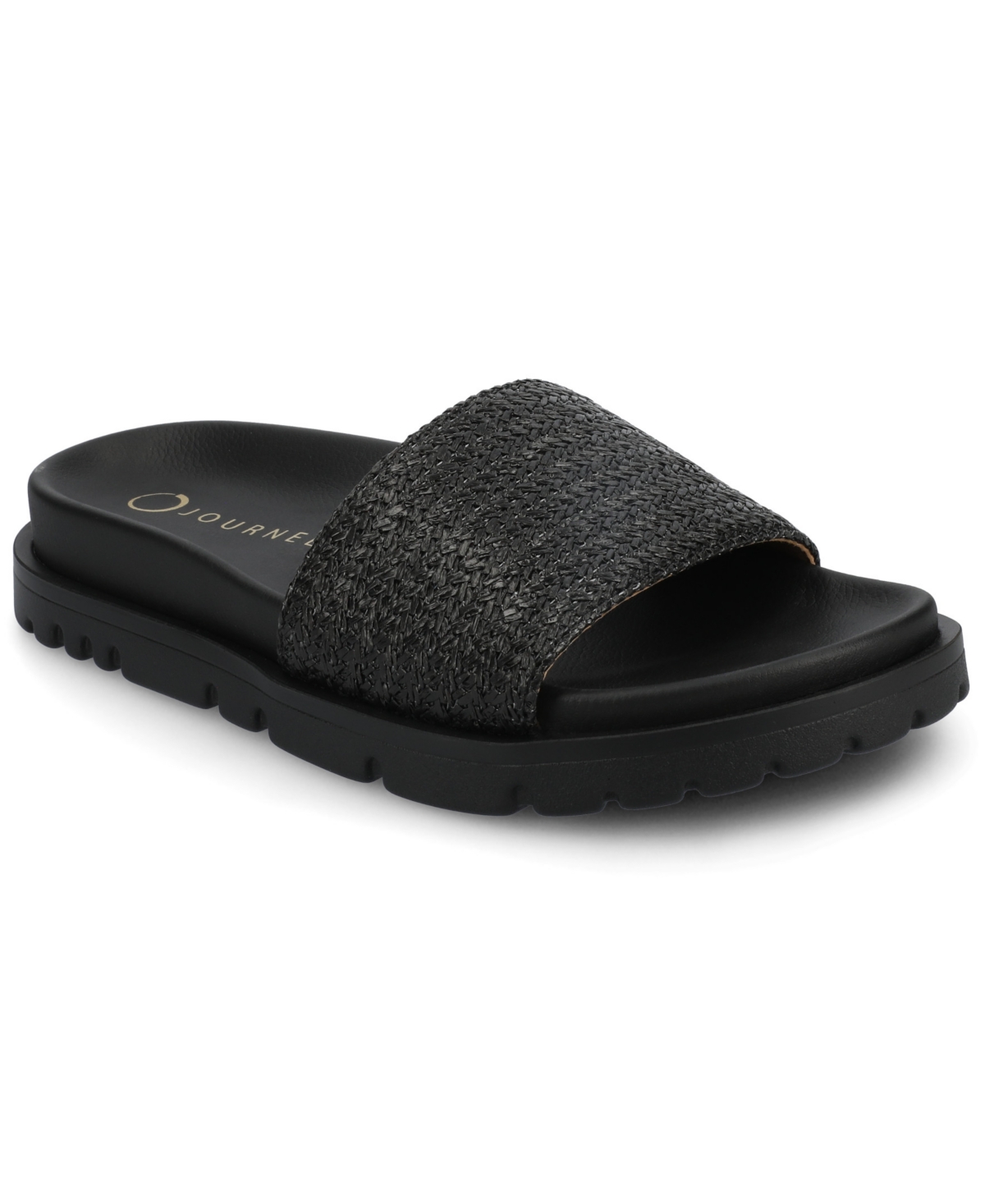 Journee Collection Women's Starr Slide Footbed Flat Sandals In Black