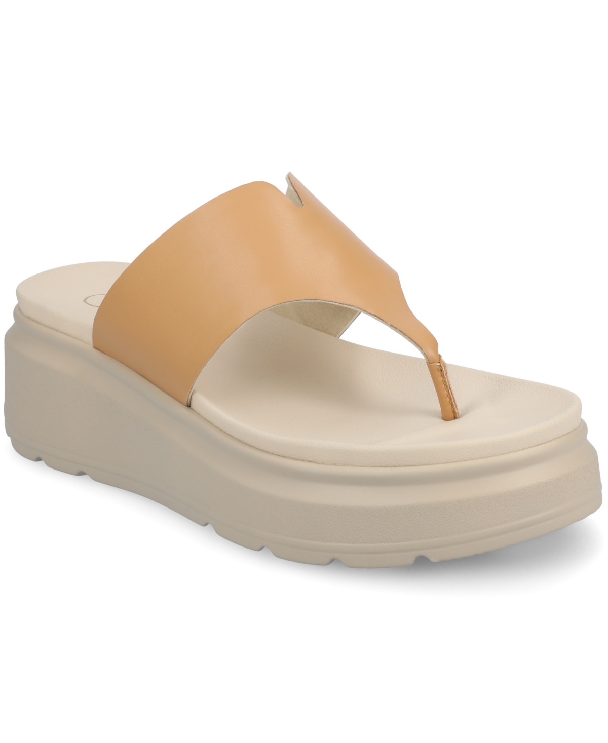 Journee Collection Carah Platform Wedge Sandal In Tan