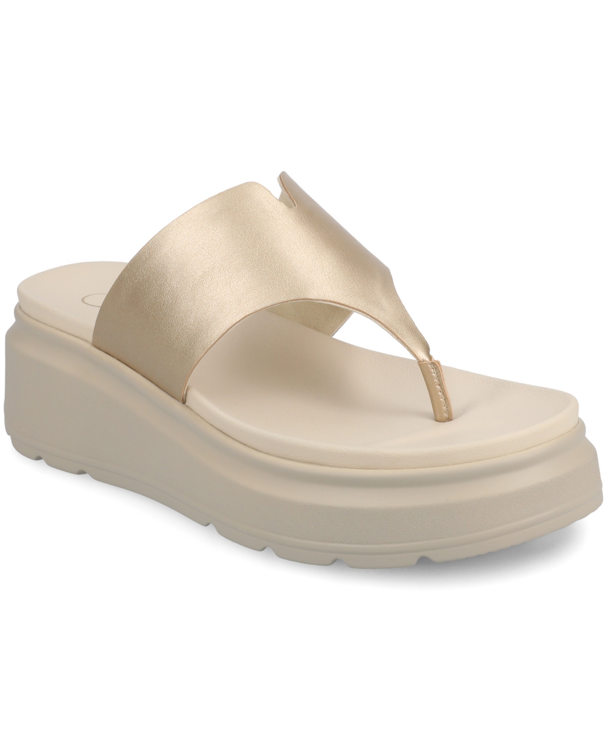 Journee Collection Carah Platform Wedge Sandal In Champagne