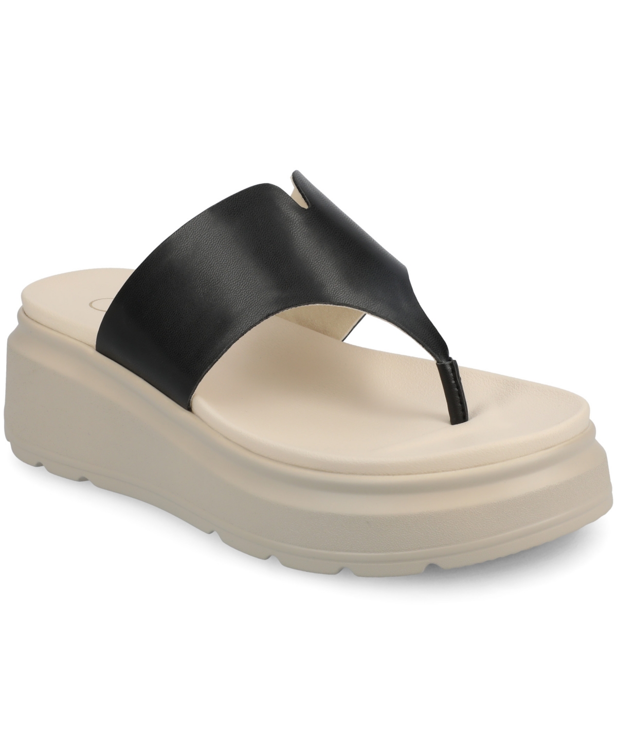 Journee Collection Carah Platform Wedge Sandal In Black