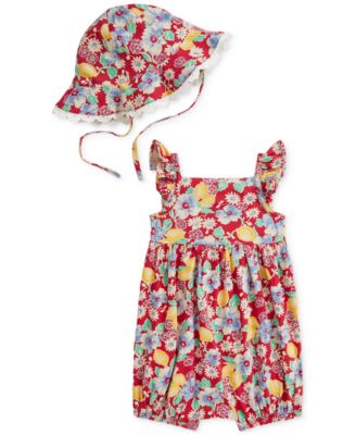 Baby Girls Bubble Shortall & Hat Set