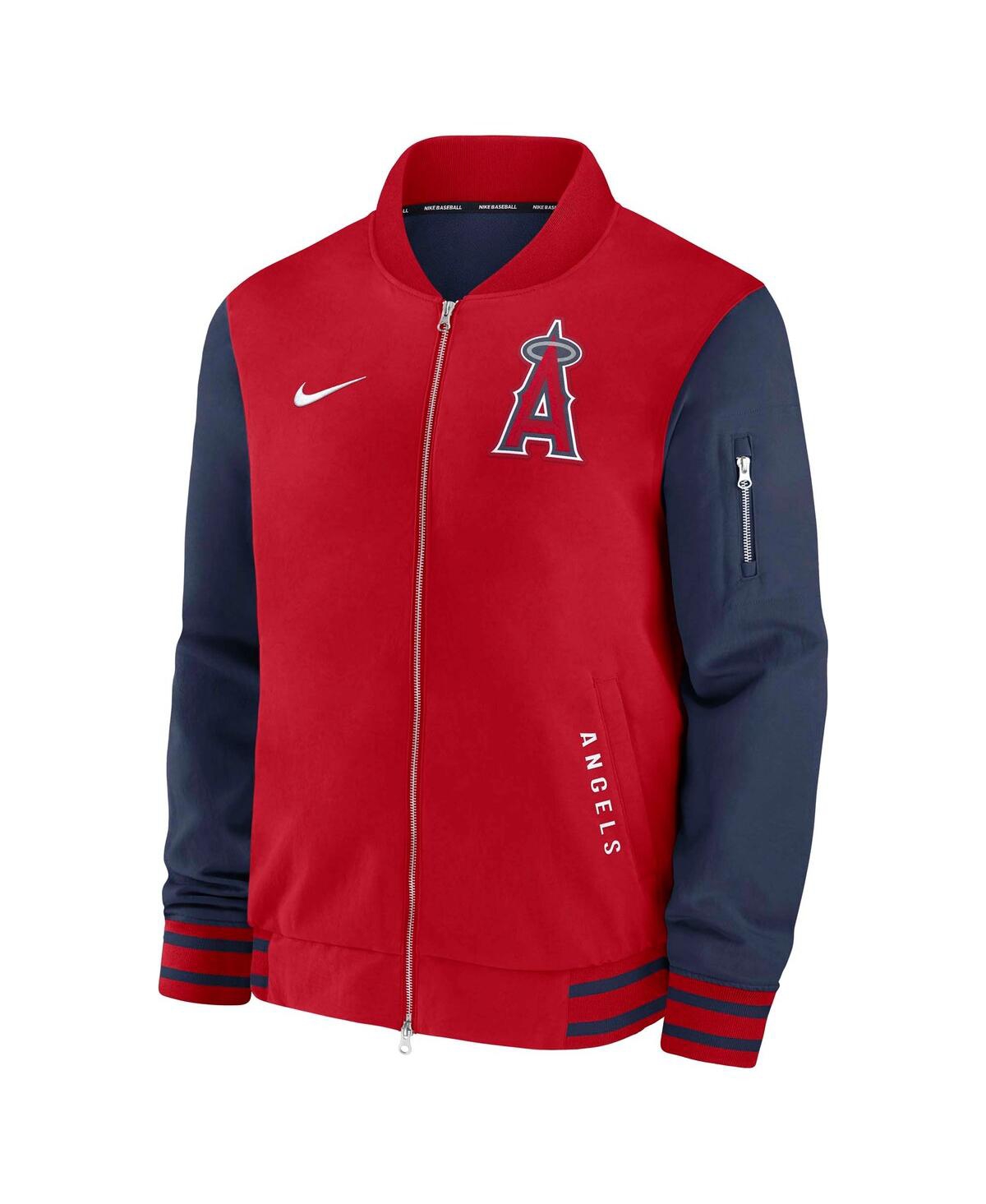 Nike Los Angeles Angels Authentic Collection Dugout  Men's Mlb Full-zip Bomber Jacket In Red