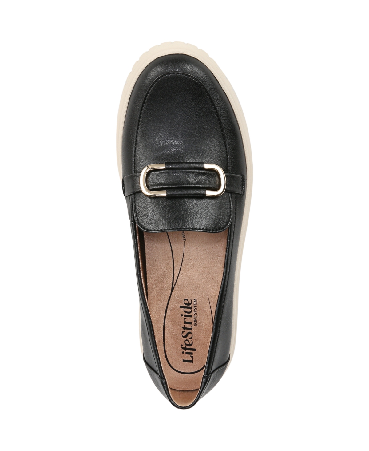 Shop Lifestride Women's Geneva-bit Closed Round Toe Platform Loafers In Black Faux Leather