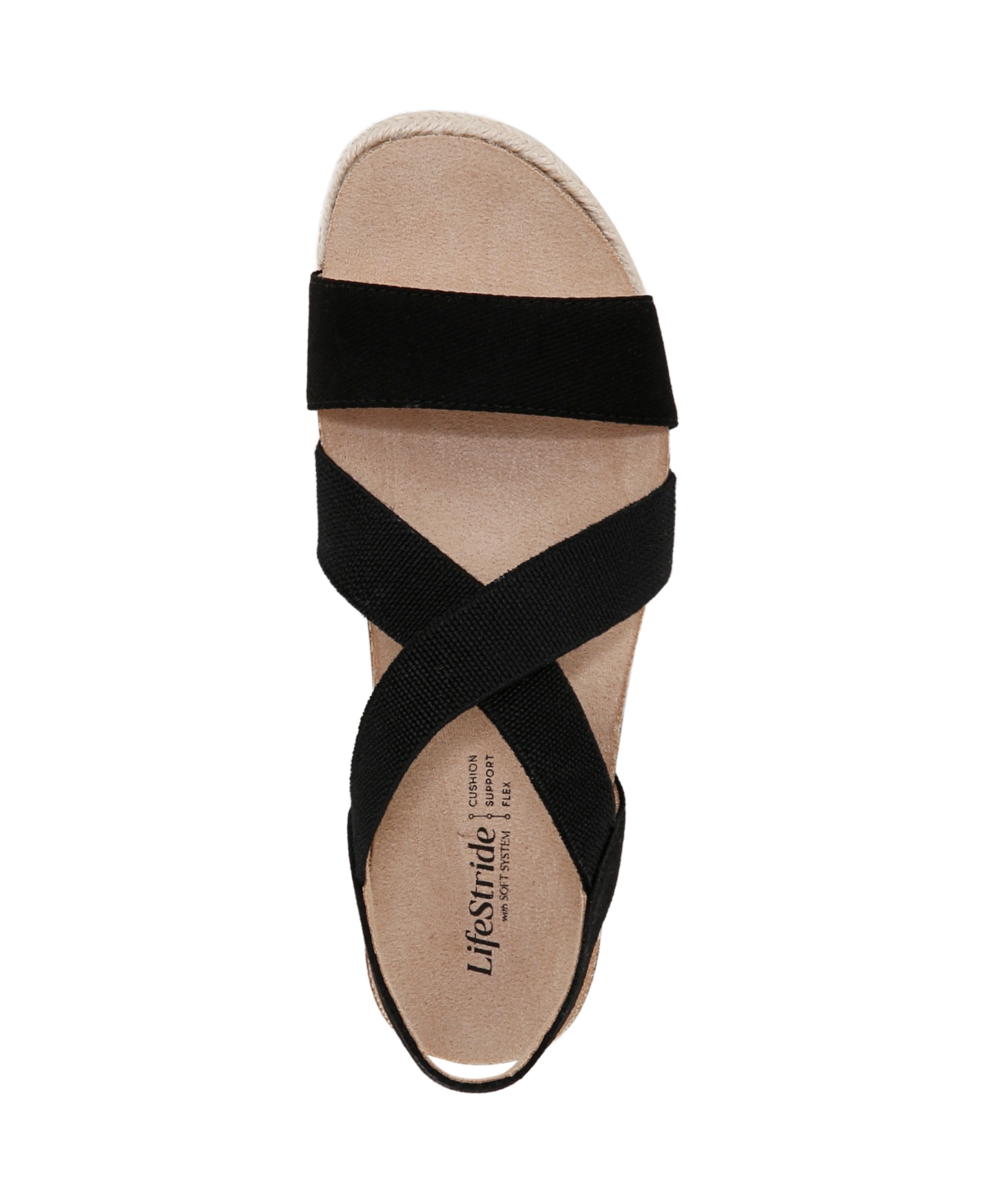 Shop Lifestride Women's Breeze Strappy Wedge Sandals In Black Fabric