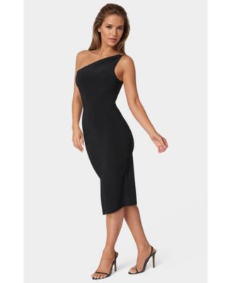 Women's Jersey One Shoulder Midi with Gold Trim