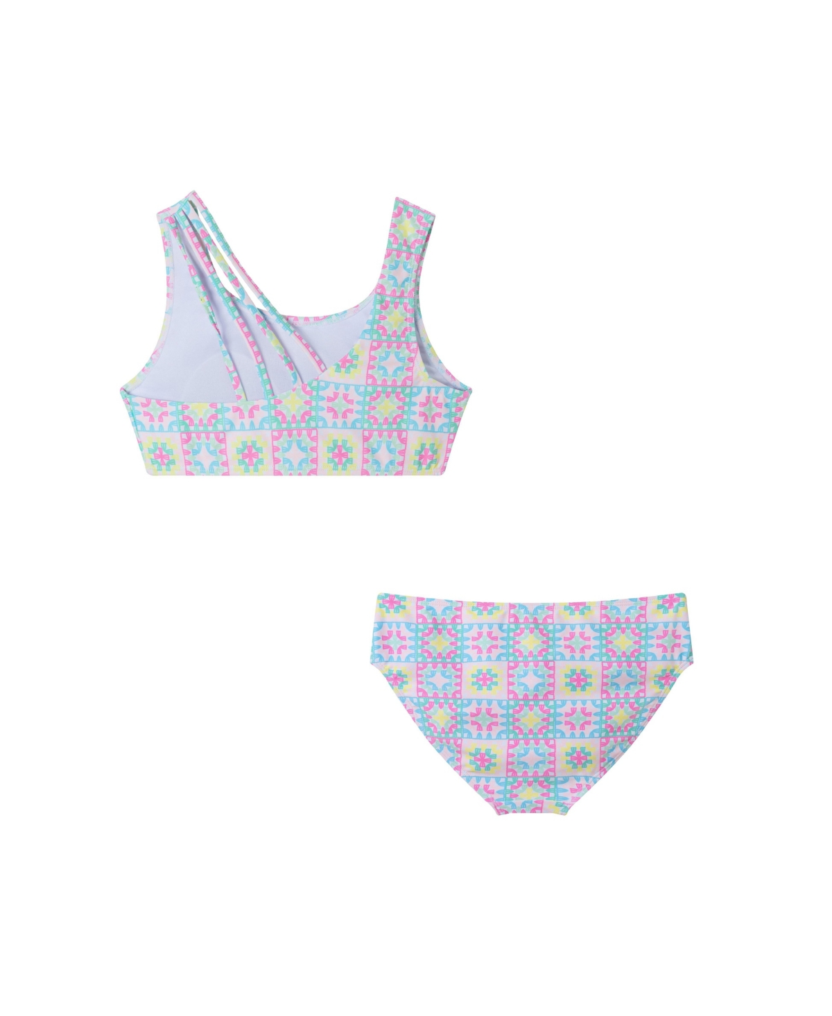 Toddler/Child Girls Pink Crochet Print Strappy Back Swimsuit