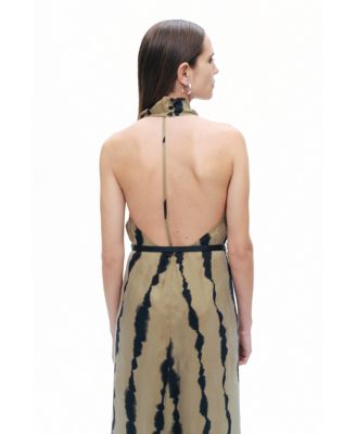 Women's Belt Detailed Printed Maxi Dress