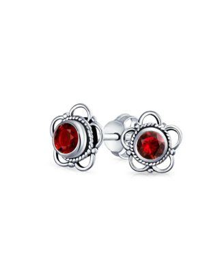 Tiny Open Flower Stud Earrings in Oxidized Sterling