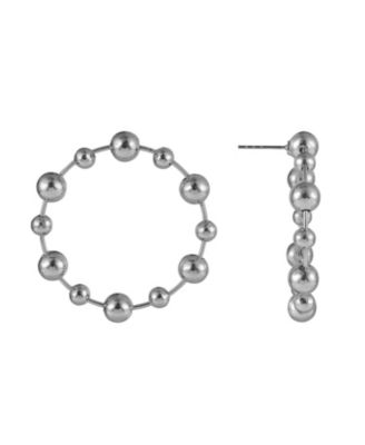 Silver Tone Ring Drop Earrings