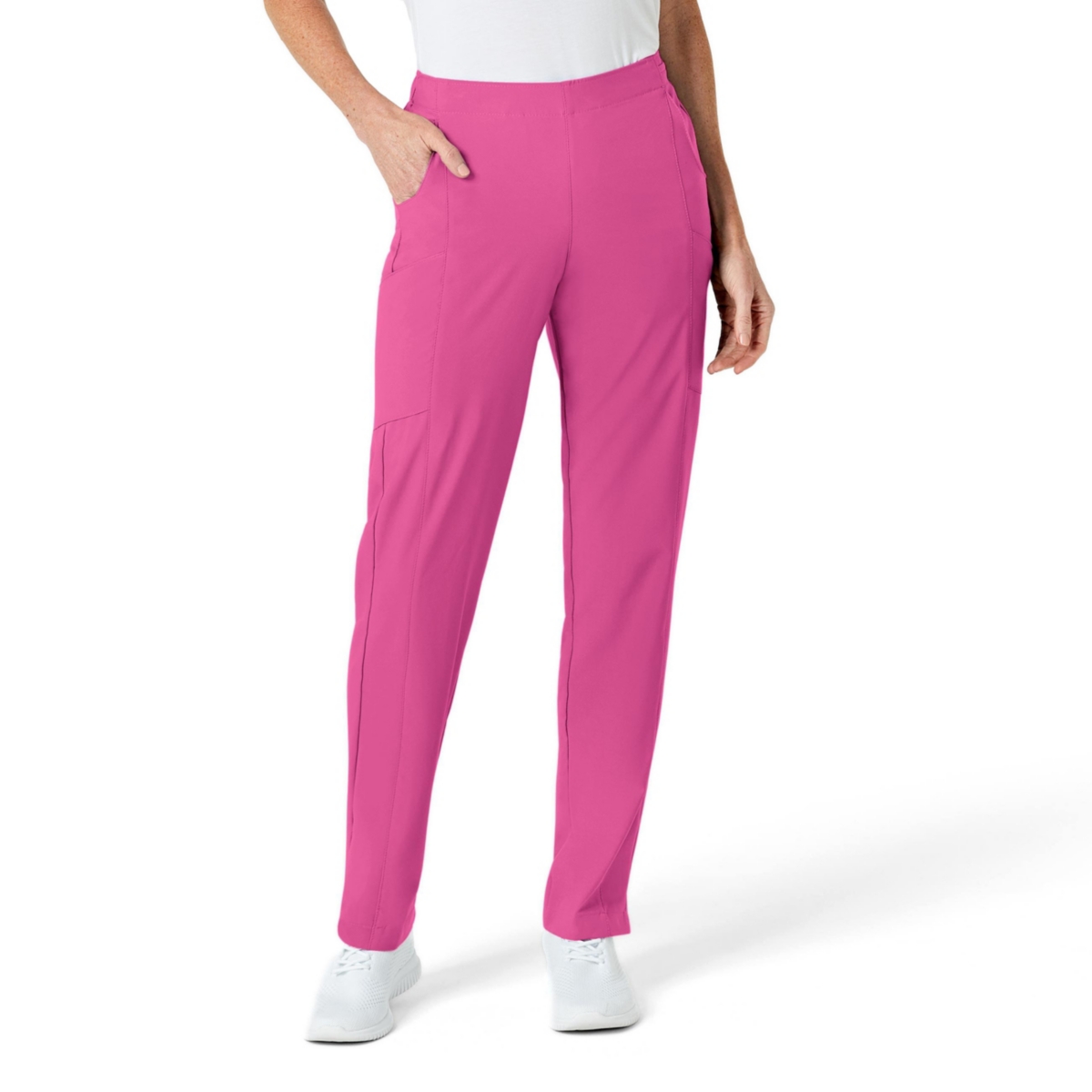 Petite W123 Flat Front Cargo Scrub Pant - Red