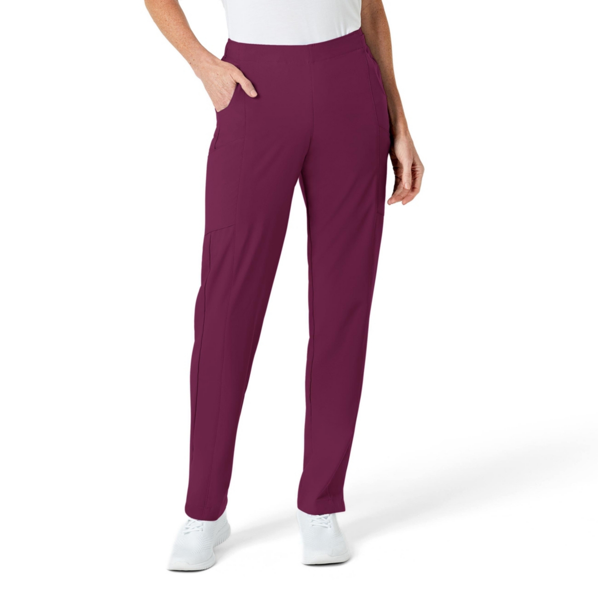 Wink Petite W123 Flat Front Cargo Scrub Pant - Wine