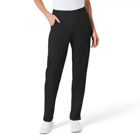 Petite W123 Flat Front Cargo Scrub Pant - Black