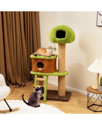 Cute Cat Tree for Indoor Cats with Mushroom-Shaped Nest Condo & Climbing Ladder Cozy & Fun Playhouse
