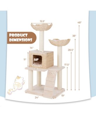 Cattail Cat Tower with Sisal Scratching Posts, Perch & Condo Cozy Multi-Level Playhouse for Cats