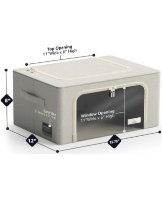 6 Pack Small Foldable Storage Box - Metal Frame, Oxford Fabric, Large Window & Handles - Organization for Bedroom, Linens & Clothes