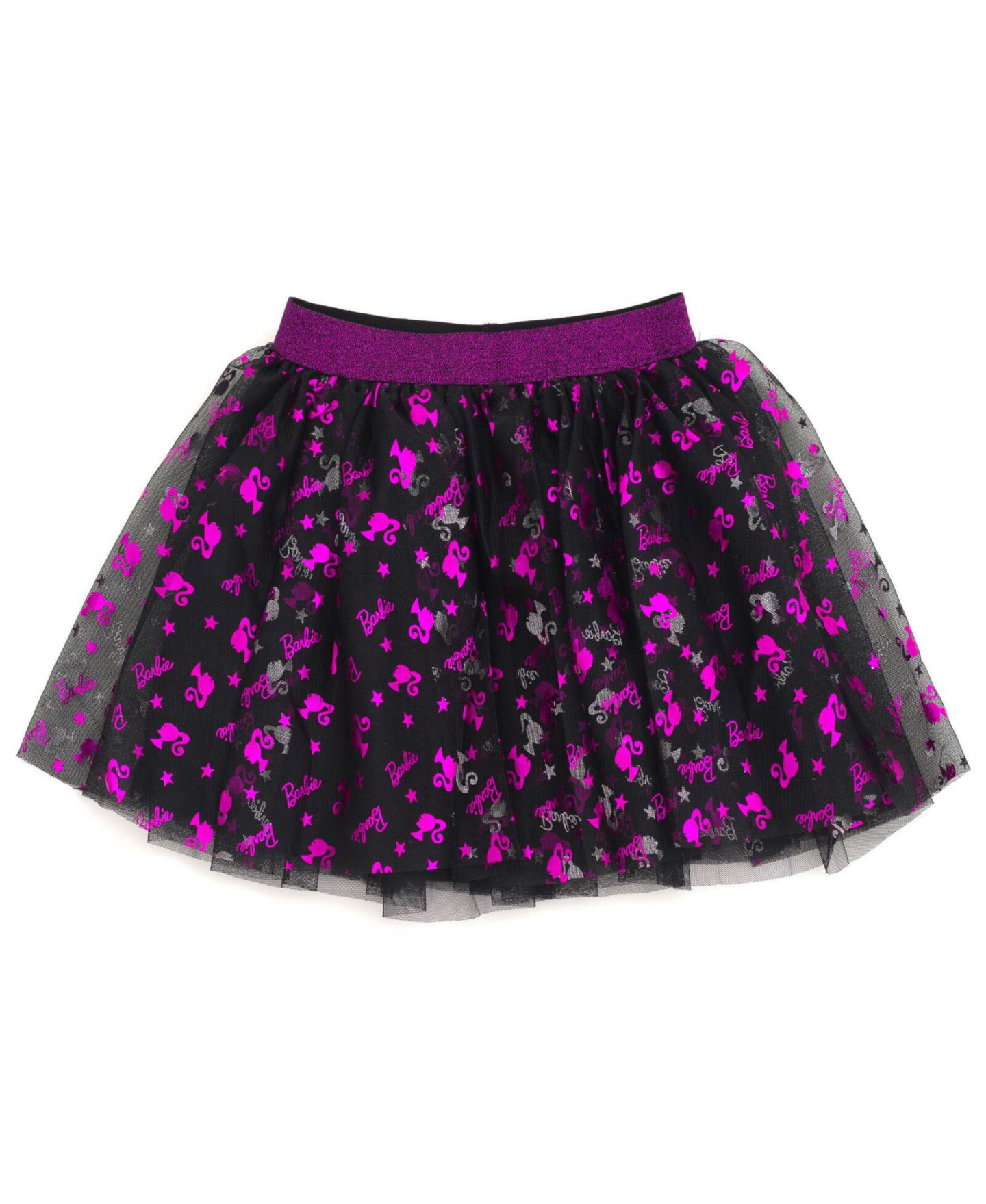 Юбка Barbie Metallic Print T-Shirt and Tulle Mesh Skirt для девочек-малышей, цвет: Чёрный / Розовый — фото 5