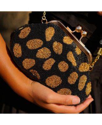 ARNOLDI Black Gold Hand-beaded Clutch Bag In Black & Gold