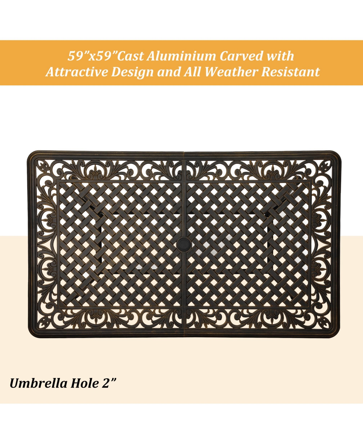 7pcs Cast Aluminium Patio Dining Set Outdoor Dining Set Patio Bistro Set 6 Outdoor Dining Chairs and 59 Inches Rectangular Dining Table for Balcony Po