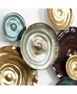 Multi-Color Ripple Plates 47.2-Inch Wide Abstract Metal Wall Decor