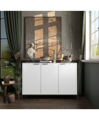 Modern Storage Cabinet with Adjustable Shelves, 49IN Accent Cabinet with 3 Doors, Decorative Cabinets for Living Room, Kitchen, Office