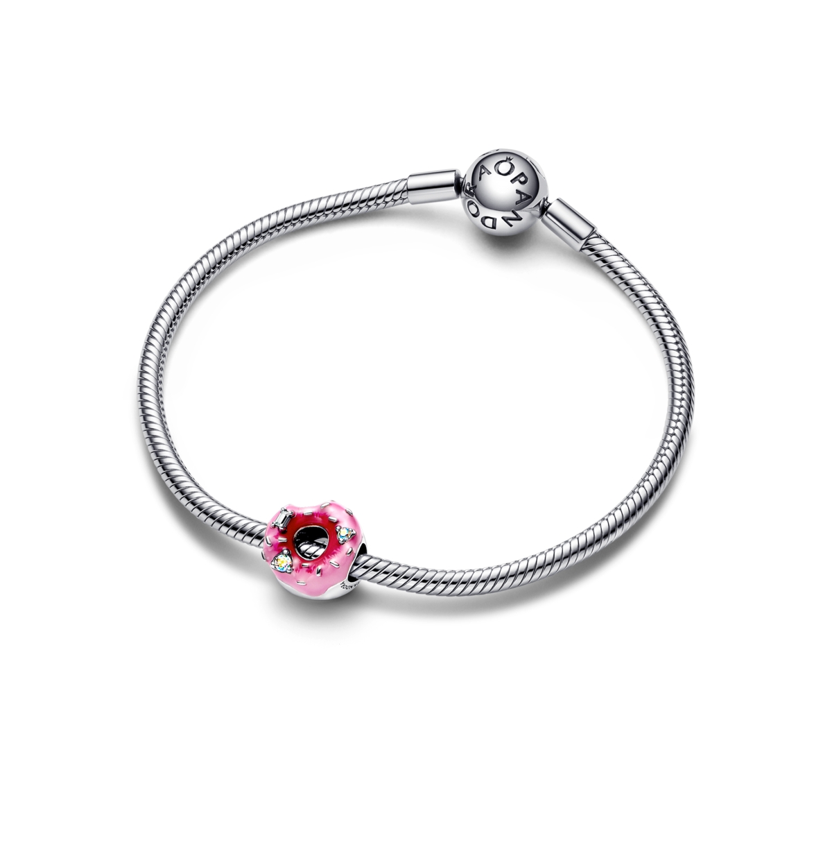 Pandora Cubic Zirconia Sparkling Sprinkled Donut Charm In Sterling Silver