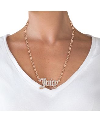 Crystal Script Logo Chain Necklace