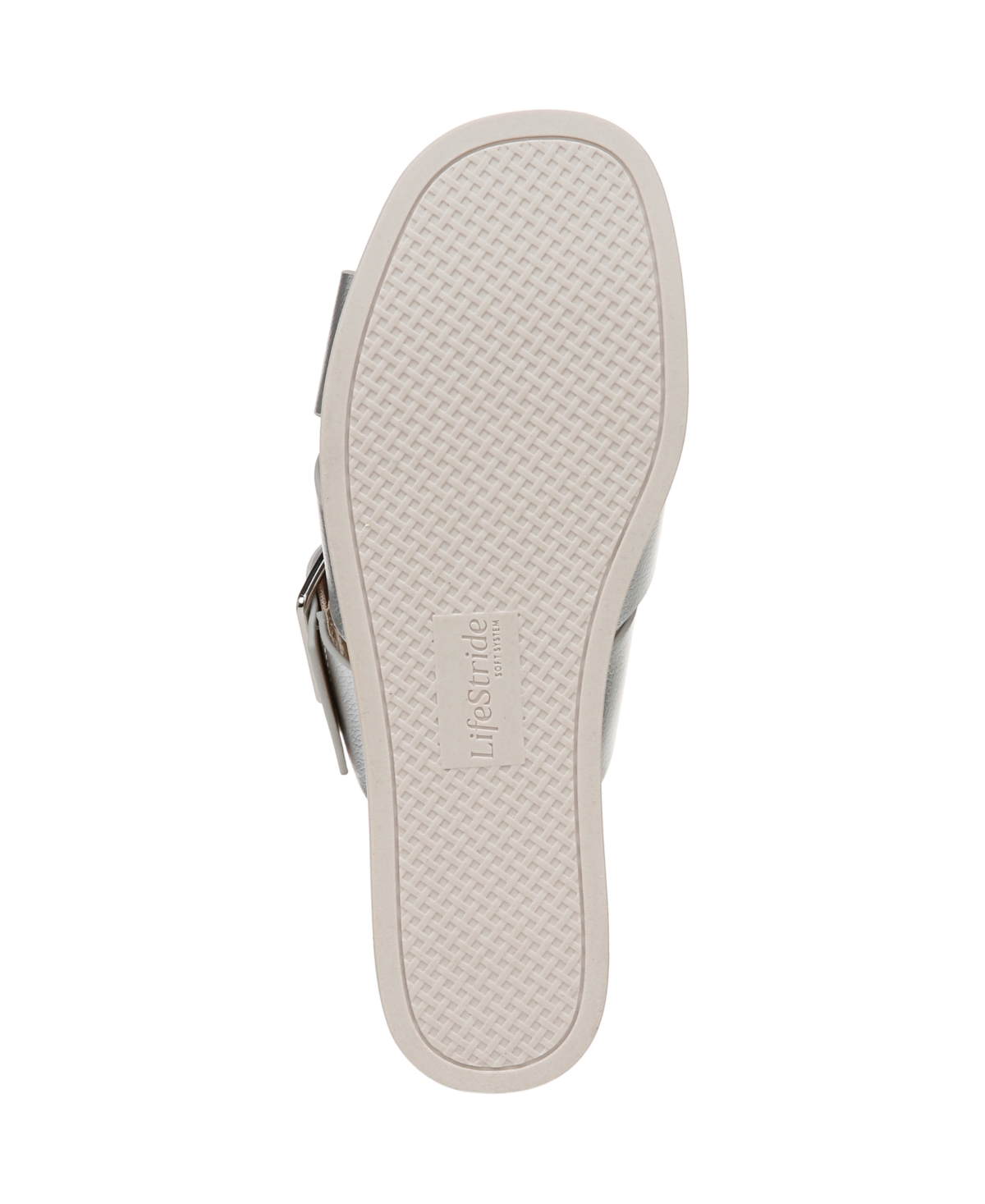 Shop Lifestride Women's Getaway Open Square Toe Platform Slide Sandals In Silver Faux Leather