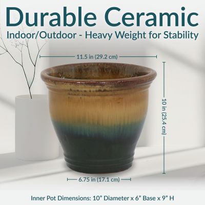 Studio Outdoor/Indoor High-Fired Glazed UV- and Frost-Resistant Ceramic Planters with Drainage Holes