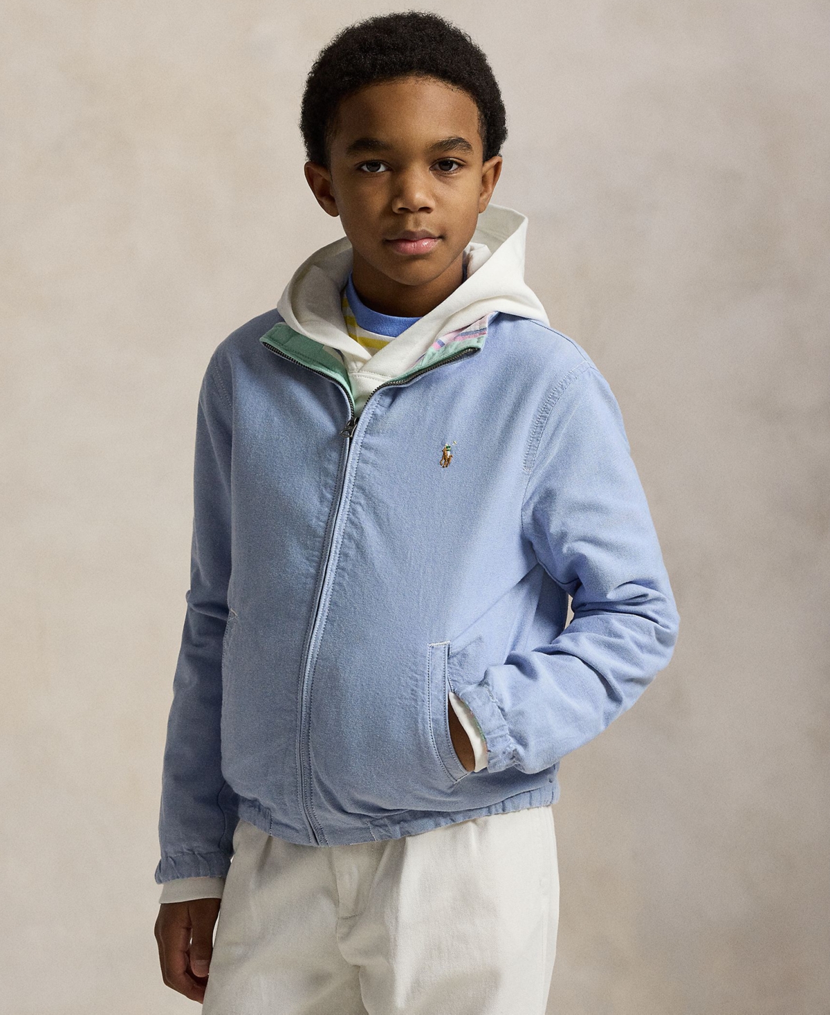 Polo Ralph Lauren Reversible Cotton Oxford Jacket In Multi Pink Stripe