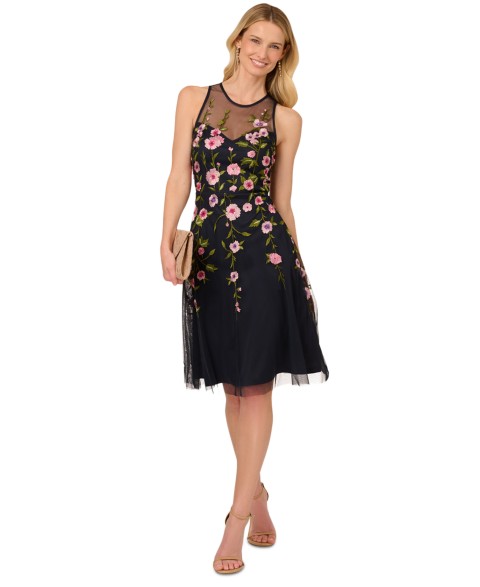 Женские платья Adrianna Papell Women's Embroidered Beaded Fit & Flare Dress