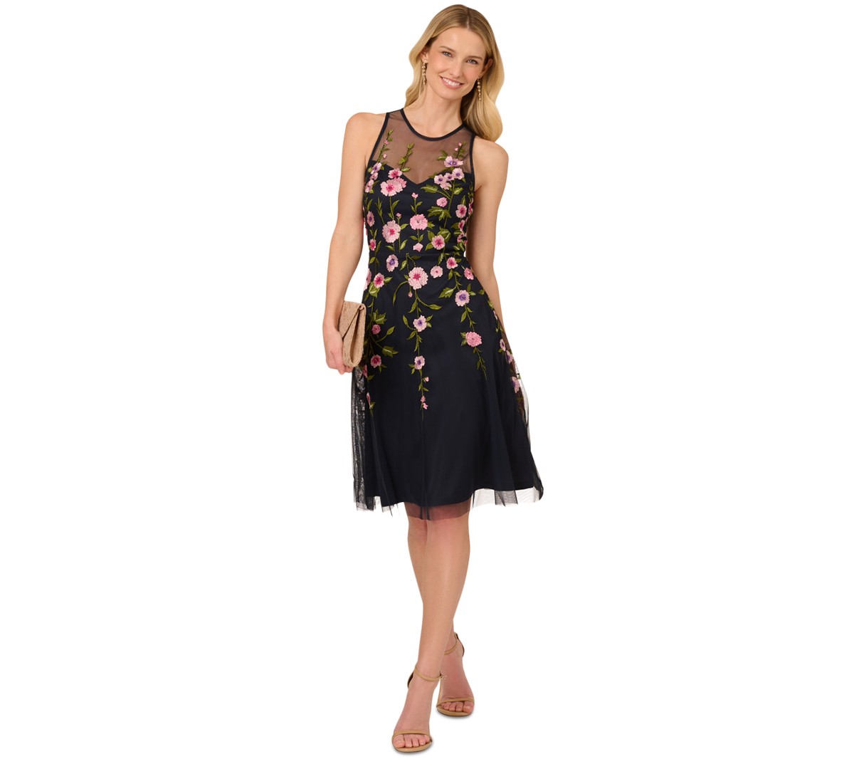 Женские платья Adrianna Papell Women's Embroidered Beaded Fit & Flare Dress — фото 1
